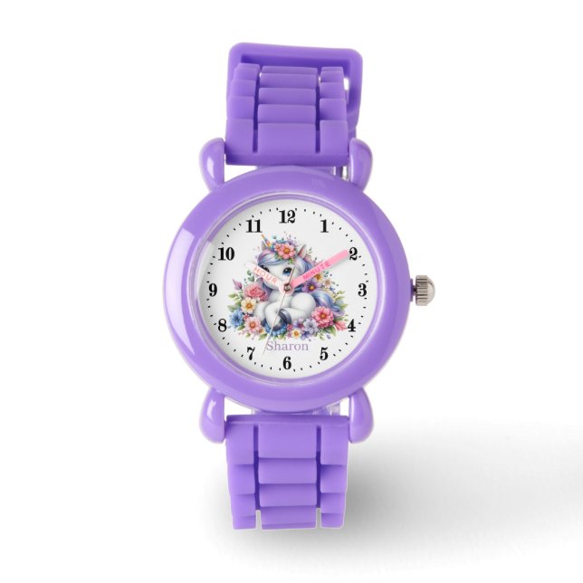 Schattigee meisjes eenhoorn liefhebbers Voeg naam  Horloge (Voorkant)