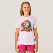 Schattigee meisjes egel aanpasbaar t-shirt (Voorkant volledig)
