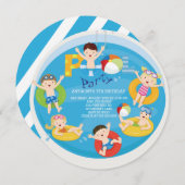 Schattigee meisjes en jongens pool verjaardagsuitn kaart (Voorkant / Achterkant)