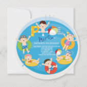 Schattigee meisjes en jongens pool verjaardagsuitn kaart (Voorkant)