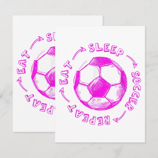 Schattigee Meisjes Eten Slaap Voetbal Herhaal - Je Informatiekaartje (Voorkant / Achterkant)