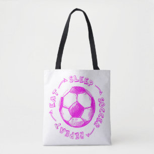 Schattigee Meisjes Eten Slaap Voetbal Herhaal - Je Tote Bag