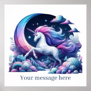Schattigee meisjes Fantasy eenhoorn tekst toevoege Poster