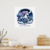 Schattigee meisjes Fantasy eenhoorn tekst toevoege Poster (Keuken)
