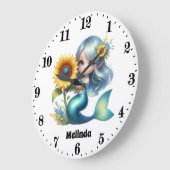 Schattigee Meisjes Fantasy Zeemeermin Naam toevoeg Grote Klok (Hoek)