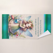 Schattigee meisjes fee Voeg naam toe Badhanddoek (Badhanddoek)