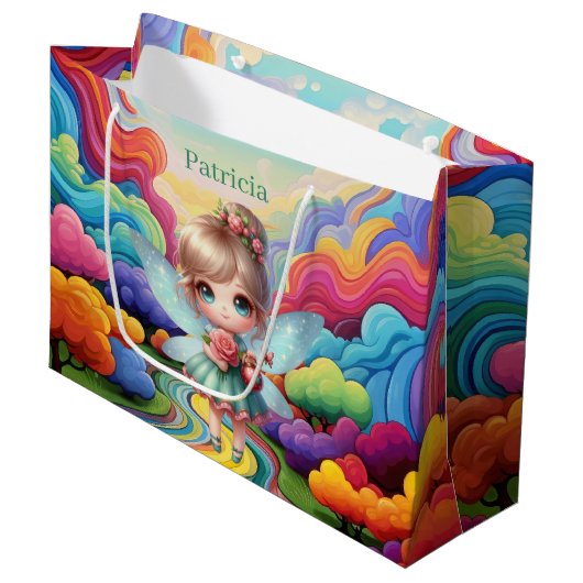 Schattigee meisjes feest fee aanpasbaar groot cadeauzakje (Voorkant Gekanteld)