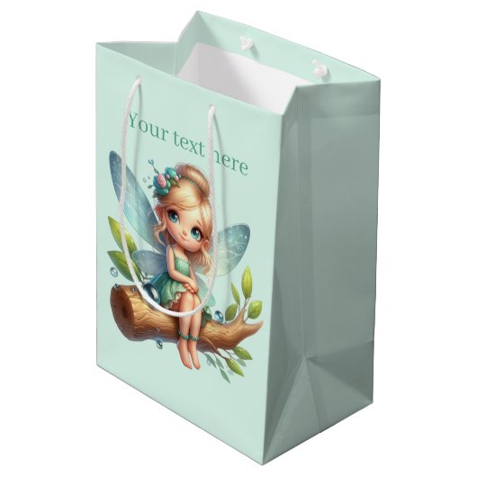 Schattigee meisjes feest fee aanpasbaar medium cadeauzakje (Achterkant Gekanteld)