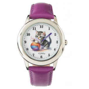 Schattigee meisjes garen cat naam toevoegen horloge