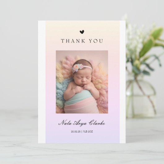 Schattigee meisjes geboortekaartje met foto kaart (Staand voorkant)