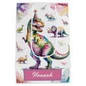 Schattigee Meisjes Gepersonaliseerde Dinosaurus Ve Medium Cadeauzakje (Achterkant)