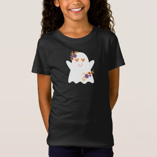 Schattigee Meisjes Halloween Ghost T-shirt (Voorkant)