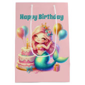 Schattigee meisjes Happy Birthday zeemeermin tekst Medium Cadeauzakje (Achterkant)