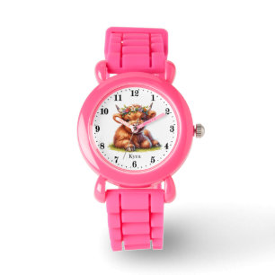 Schattigee meisjes Highland koe naam toevoegen Horloge