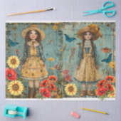 Schattigee Meisjes in Tuinweefseldocument Tissuepapier (Craft)
