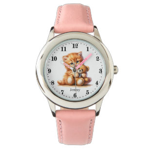 Schattigee meisjes kattenliefhebbers Naam toevoege Horloge