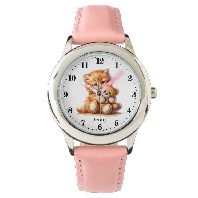 Schattigee meisjes kattenliefhebbers Naam toevoege Horloge (Voorkant)