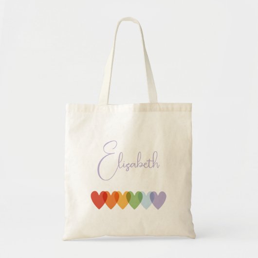 Schattigee Meisjes Kleurrijke Regenboog Trendy Scr Tote Bag (Voorkant)