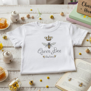 Schattigee Meisjes Koningin Bee, Gouden Kroon & Ha T-shirt