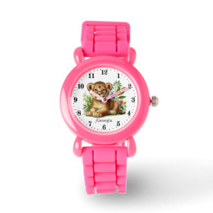 Schattigee meisjes leeuw toevoegen naam horloge