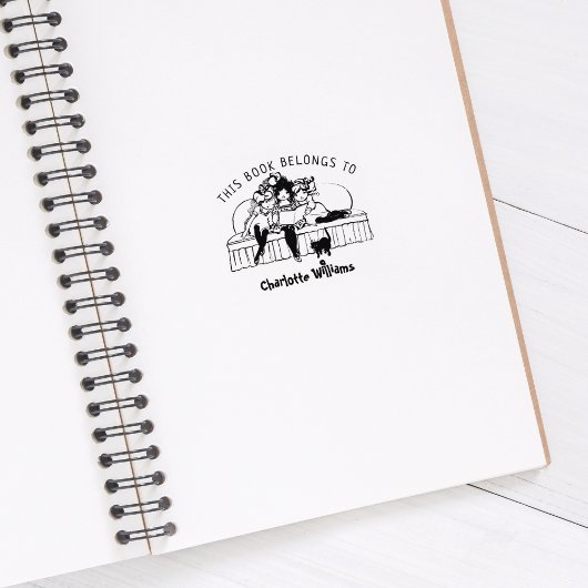 Schattigee meisjes lezen,  boek rubberstempel