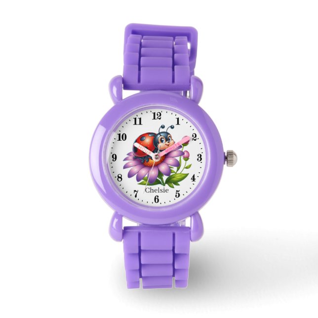 Schattigee meisjes lieveheersbeestjes liefhebbers  horloge (Voorkant)