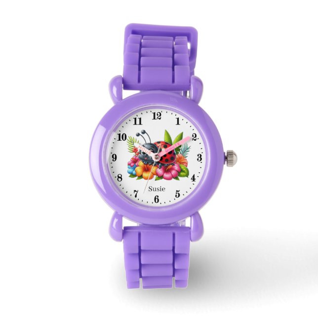 Schattigee meisjes lieveheersbeestjes liefhebbers  horloge (Voorkant)