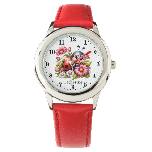 Schattigee meisjes lieveheersbeestjes liefhebbers  horloge (Voorkant)