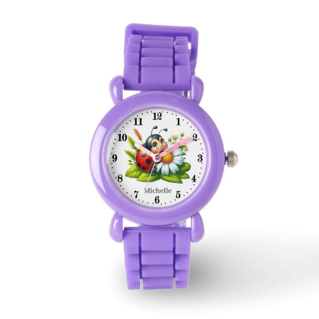 Schattigee meisjes lieveheersbeestjes liefhebbers  horloge (Voorkant)