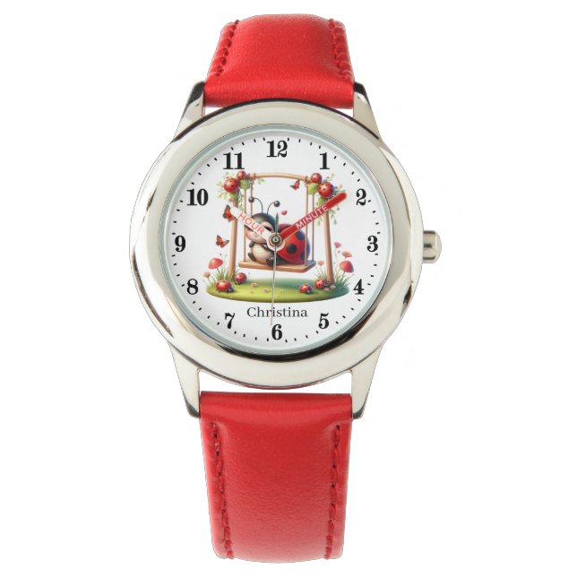Schattigee meisjes lieveheersbeestjes liefhebbers  horloge (Voorkant)