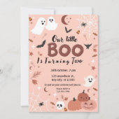 Schattigee Meisjes Little Boo Halloween Verjaardag Kaart (Voorkant)