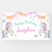 Schattigee Meisjes Magische Eenhoorn Happy Birthda Spandoek (Horizontaal)