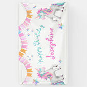 Schattigee Meisjes Magische Eenhoorn Happy Birthda Spandoek (Verticaal)