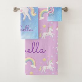 Schattigee Meisjes Magische Eenhoorn Regenboog gep Bad Handdoek