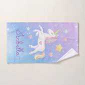 Schattigee Meisjes Magische Eenhoorn Regenboog gep Bad Handdoek (Handdoek)