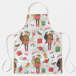 SCHATTIGEE MEISJES MET KERSTCADEAUS & BLOEMEN SCHORT