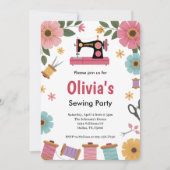 Schattigee meisjes naaien verjaardagsfeestje kaart (Voorkant)