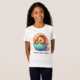 Schattigee meisjes oceaan zeeschelp vis aanpasbaar t-shirt