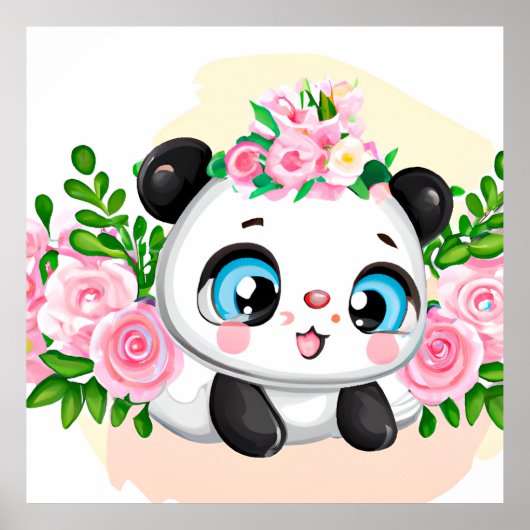 Schattigee meisjes Panda beer Poster (Voorkant)