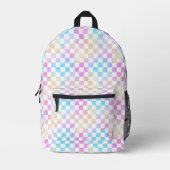 Schattigee meisjes pastel regenboog geruit plaid bedrukte rugzak (Voorkant)