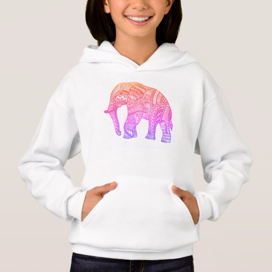 Schattigee Meisjes Patroon Olifant Pullover Hoodie (Voorkant)