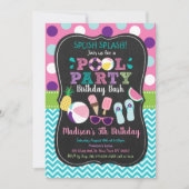 Schattigee Meisjes Pool Party Ice Cream Verjaardag Kaart (Voorkant)