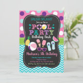 Schattigee Meisjes Pool Party Ice Cream Verjaardag Kaart (Staand voorkant)