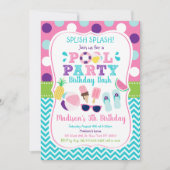 Schattigee Meisjes Pool Party Verjaardag Kaart (Voorkant)