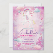 Schattigee Meisjes Rainbow Unicorn Sparkle Verjaar Kaart (Voorkant)