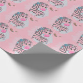 Schattigee Meisjes Roze Cartoon Zebracorn Cadeaupapier (Hoek)