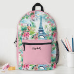 Schattigee Meisjes Roze Eiffeltoren Bloemenschool Bedrukte Rugzak<br><div class="desc">Een stijlvolle en chique Paris France thema meisje's school rugzak. Zo leuk om terug naar school te gaan.</div>