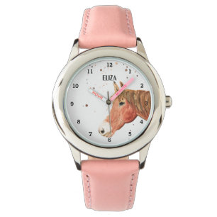 Schattigee Meisjes Roze Paard Dier Kinder Pony Horloge