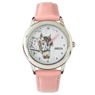 Schattigee Meisjes Roze Paard Dier Kinder Pony Horloge