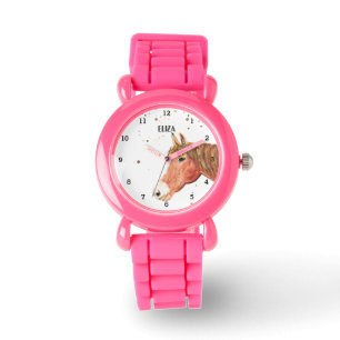 Schattigee Meisjes Roze Paard Dier Kinder Pony Horloge
